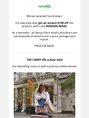Genius Pack - Inside: Winner selected.