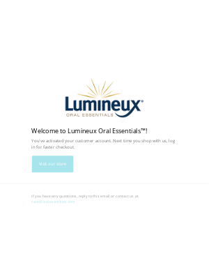 Lumineux Oral Essentials - Customer account confirmation