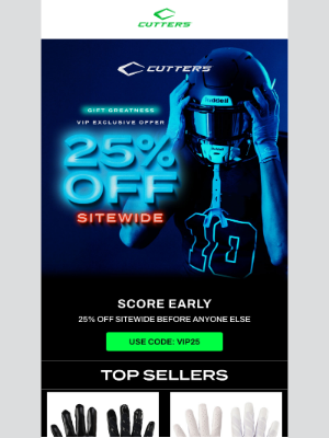 Cutters Sports - It's Yours: 25% OFF - VIP EXCLUSIVE OFFER 🏈