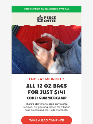 Peace Coffee - ⛺🌲 All 12 oz bags are $14 until midnight!