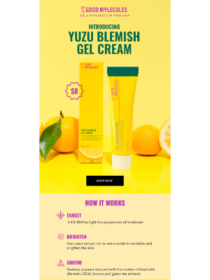 Good Molecules (United Kingdom) - New! Yuzu Blemish Gel Cream has arrived 🍋