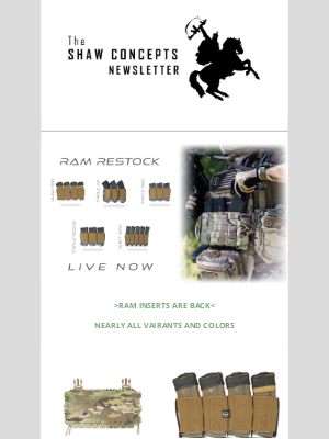 Shaw Concepts - Shaw Concepts Newsletter - RAM Inserts are BACK