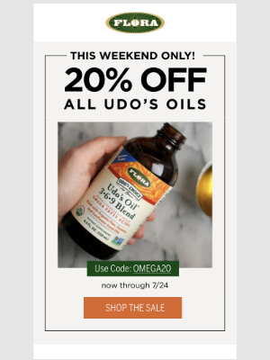 Flora Health - [FLASH SALE] 20% Off Udo's Oil