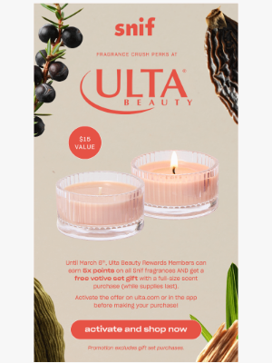 Snif - FREE votive set during Fragrance Crush!