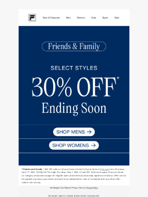 Fila Inc. - Friends & Family Ending Soon - Select Styles 30% Off