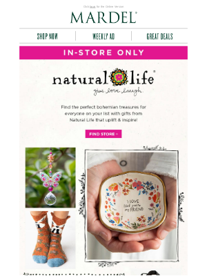 Mardel Christian and Education Stores, Inc. - Natural Life Gifts = Great Stocking Stuffers!