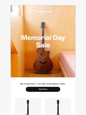 Orangewood Guitars - Memorial Day Sale starts now