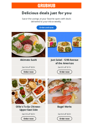 GrubHub - Today’s deals at Akimoto Sushi and more 🥳