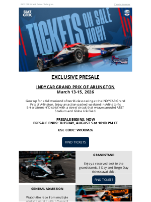 Dallas Cowboys - Exclusive INDYCAR Grand Prix of Arlington Presale 🏎️