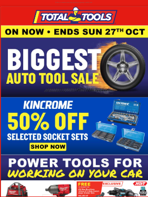 Total Tools (Australia) - Jean, Biggest Auto Tool Sale is ON NOW at Total Tools! Save on Kincrome, TTI, Castrol, CRC AND MORE!