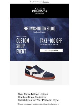 Allen Edmonds - Get creative: Save $100 on custom styles