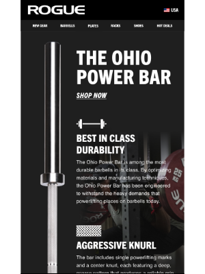 Rogue Fitness - The Ohio Power Bar - Elevate Your Powerlifting Training