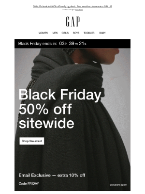 Gap - ⌛ Black Friday ends at midnight ⌛