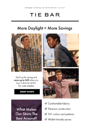 The Tie Bar - Spring Forward: Up To $45 Off Shirts