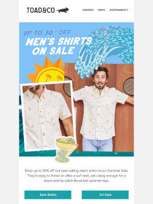 Toad&Co - Up to 30% off Best-Selling Men's Shirts