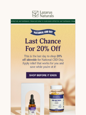 Lazarus Naturals - ⏰ Final Hours: 20% Off Ends Tonight!