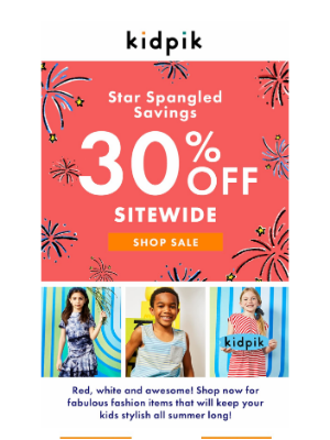 Kidpik - Star Spangled Savings! 30% Off Sitewide