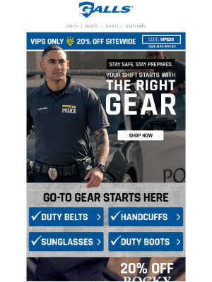 Galls - VIPs: Take 20% Off – You’ve Earned It