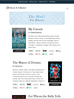 Simon & Schuster - Fiction new releases