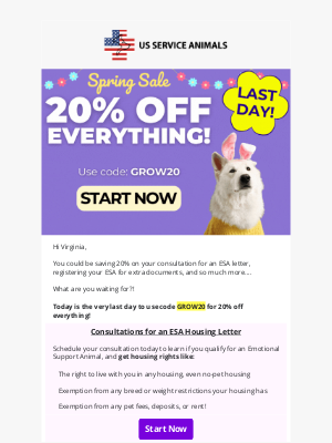 US Service Animals - Save BIG on ESA Letters and More! 🚨