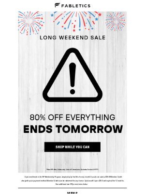 Fabletics - ACT NOW! 80% Off Ends Tomorrow