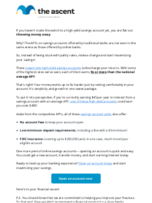 The Motley Fool - Why settle for less? Earn 9x more interest with these savings accounts.