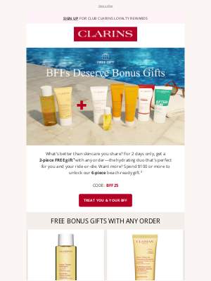 Clarins - 👯‍♂️ Free Gifts? That’s Friendship Goals.