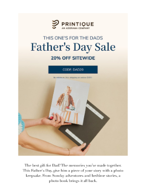 Printique - Take 20% on sitewide items for Father's Day