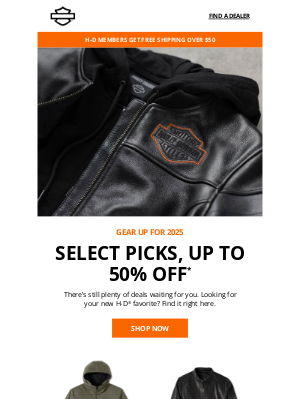 Harley-Davidson - Up to 50% off on select items*