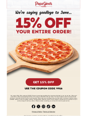 Papa Gino's - One Last June Treat is Inside...