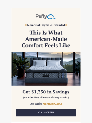Puffy - Save $1,350 on 🇺🇸 American-made comfort