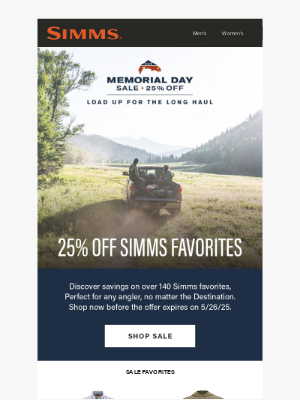 Simms Fishing Products - Don't miss out - Memorial Day Sale still going