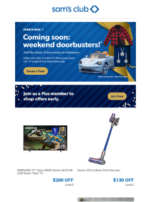 Sam's Club - Doorbusters coming soon!