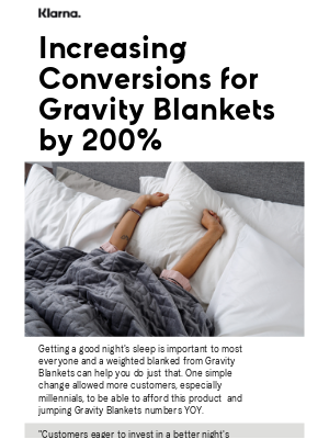 Klarna - How Did Gravity Blankets Increase Conversions by 200%?