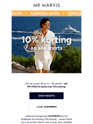 Mr Marvis (Netherlands) - Early access: 10% korting op alle shorts
