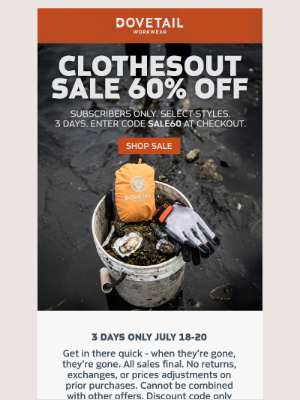 Dovetail Workwear - CLOTHESOUT SALE 60% OFF