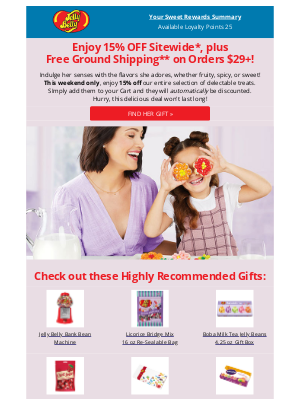 Jelly Belly Candy Company - Make Mother's Day Sweet: SAVE SItewide + Free Shipping - This Weekend Only!