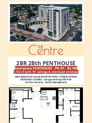 Anytime Fitness - 2BR, 2BTH PENTHOUSE w/10' CEILINGS