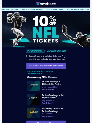 Vivid Seats - 10% Off NFL Schedule Release Tickets 🙌