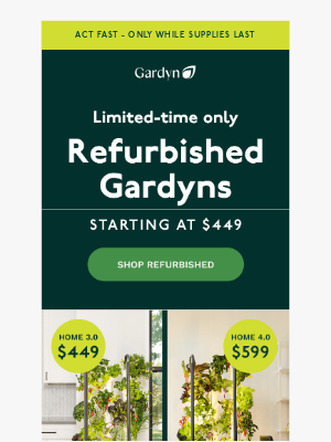 Gardyn - Limited-Time: Refurbished Gardyns Just Dropped