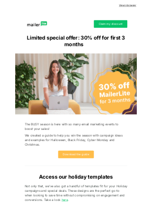 MailerLite - Limited time only: Save 30% off for 3 months 🤩