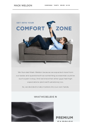 new customer welcome email template from Mack Weldon