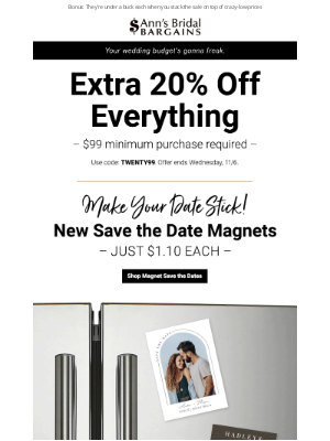 Anns Bridal Bargains - 💡 Smart Inviting: Magnetic Save the Dates (just $1.10 each!)