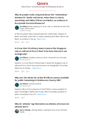 Quora - Updates from Jon Mixon, Barry Hampe, ...