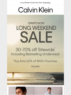 Calvin Klein - Long Weekend Sale Starts Now
