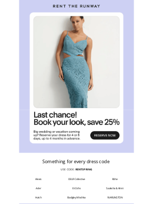 Rent the Runway - Final Hours: 25% Off Designer Rentals