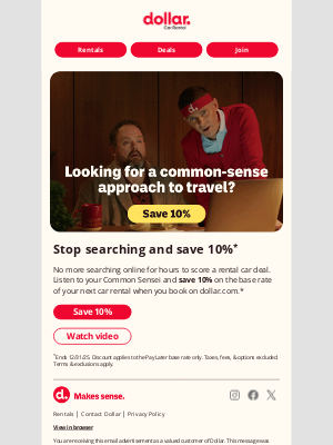 Dollar Rent A Car - 👂 Listen to your Common Sensei: Save 10%