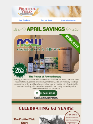 Fruitful Yield - April Specials!