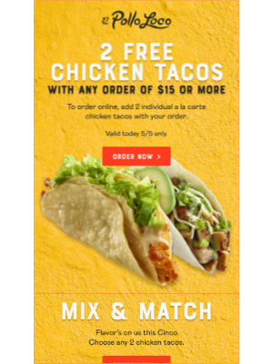 El Pollo Loco - Today Only! 2 Free Chicken Tacos 🌮🌮