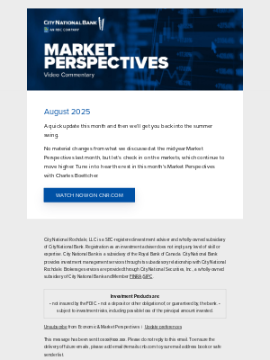 City National Bank - Market Perspectives: August 2025, Rain or Shine